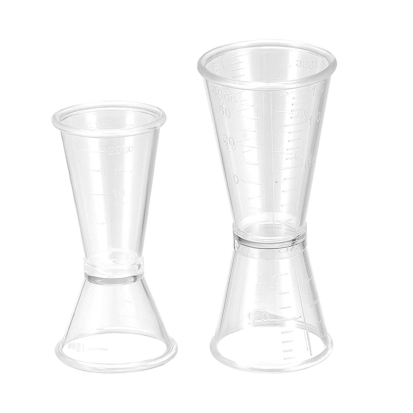 uxcell Uxcell Measuring Cup 20ml/10ml, 40ml/20ml, PC Plastic Double Head Beaker for Lab Kitchen Liquids 4in2 Sets