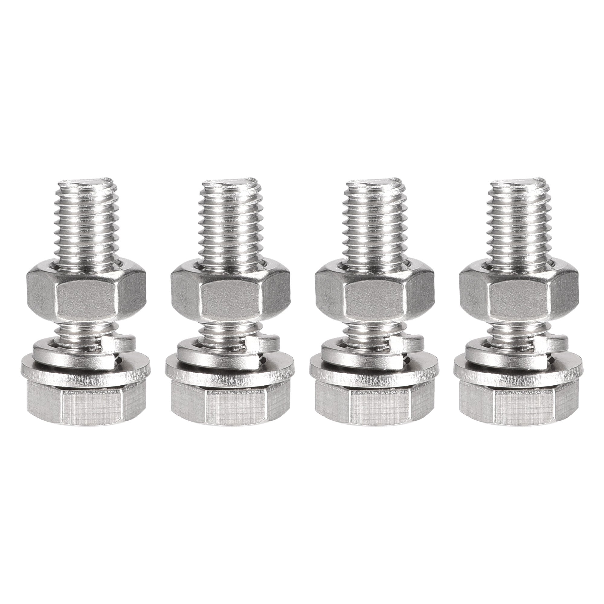 Uxcell M10 X 55mm Hex Head Screws Bolts, Nuts, Flat & Lock