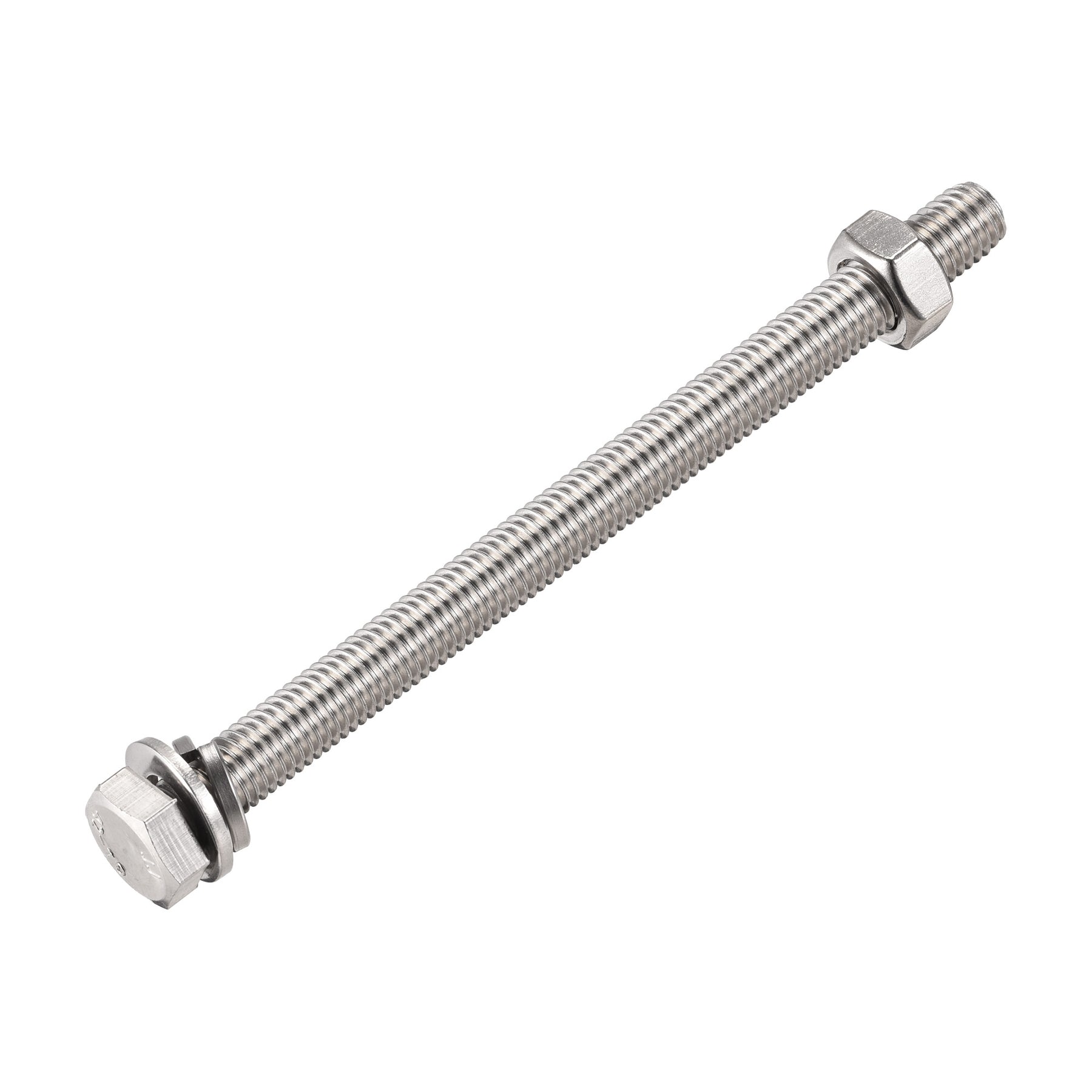 Uxcell M10 x 140mm Hex Head Screws Bolts, Nuts, Flat & Lock Washers ...