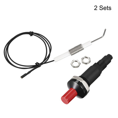Harfington Uxcell Igniter Kit Push Button Gas Grill Stove Ignitor with Wire Length 300mm Spark Generator 2 Sets