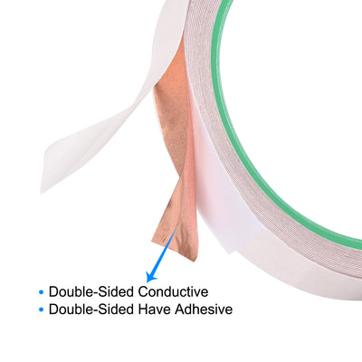 Harfington Uxcell Double-Sided Conductive Tape Copper Foil Tape 10mm x 5m/16.4ft for EMI Shielding 1pcs