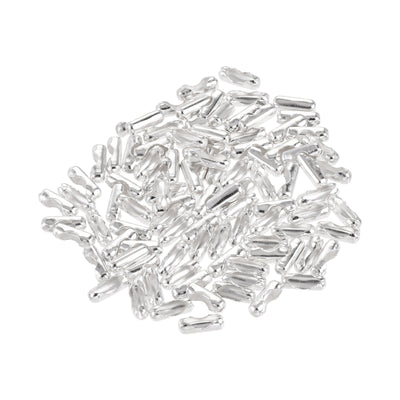 Harfington Uxcell Ball Chain Connector, 1.5mm Ball Chains Clasp Crimp Link Clips Connection, Iron Electroplating Silver White, Pack of 100