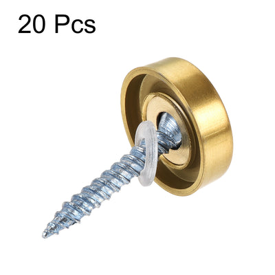 Harfington Uxcell Mirror Screws, 16mm/0.63", 20pcs Decorative Cap Fasteners Cover Nails, Wire Drawing, Gold Tone 304 Stainless Steel