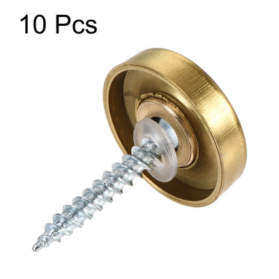 Harfington Uxcell Mirror Screws, 19mm/0.75", 10pcs Decorative Cap Fasteners Cover Nails, Wire Drawing, Gold Tone 304 Stainless Steel