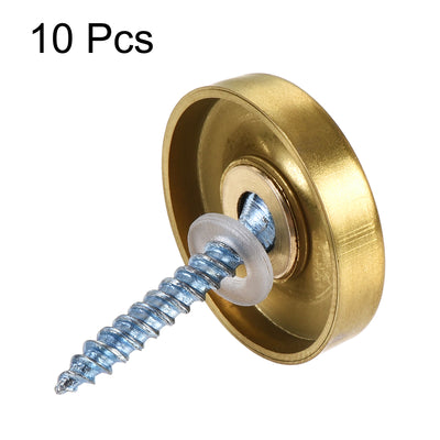 Harfington Uxcell Mirror Screws, 22mm/0.87", 10pcs Decorative Cap Fasteners Cover Nails, Wire Drawing, Gold Tone 304 Stainless Steel