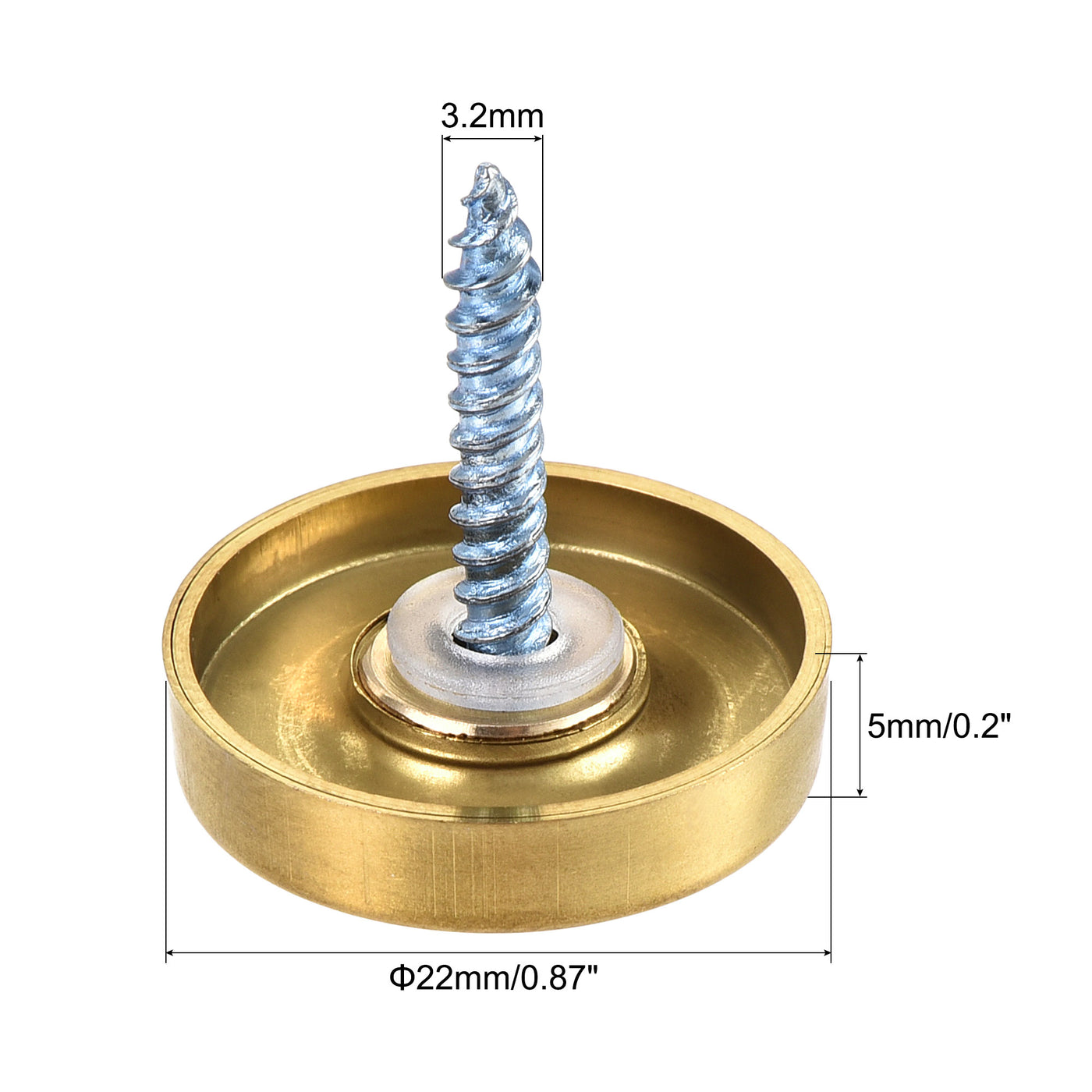 uxcell Uxcell Mirror Screws, 22mm/0.87", 10pcs Decorative Cap Fasteners Cover Nails, Wire Drawing, Gold Tone 304 Stainless Steel
