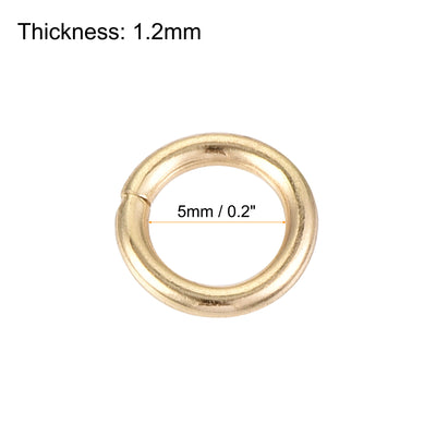 Harfington Uxcell 5mm Metal O Rings Non-Welded for Straps Bags Belts DIY Gold Tone 30pcs