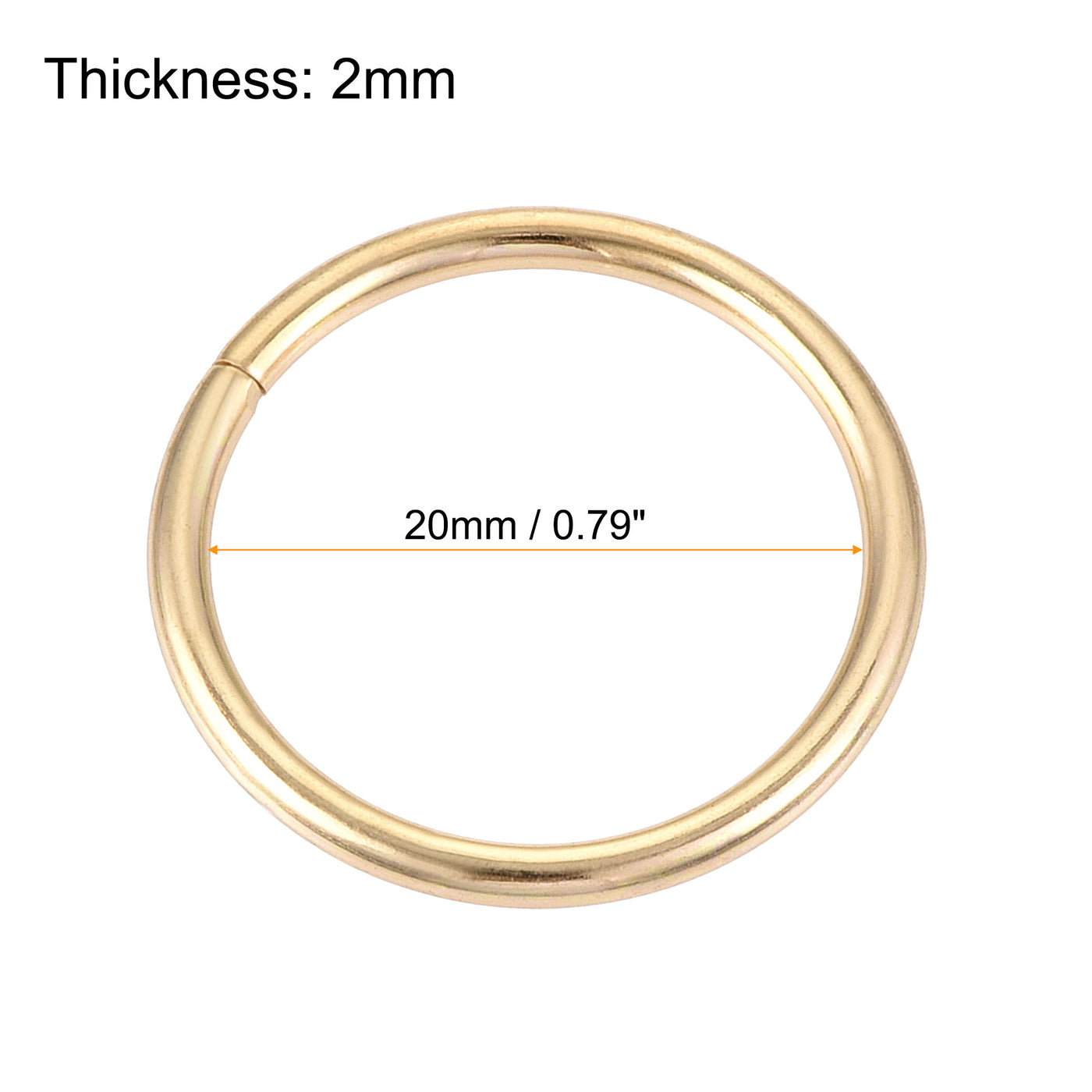 uxcell Uxcell 20mm Metal O Rings Non-Welded for Straps Bags Belts DIY Gold Tone 10pcs