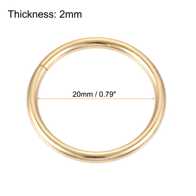 Harfington Uxcell 20mm Metal O Rings Non-Welded for Straps Bags Belts DIY Gold Tone 10pcs