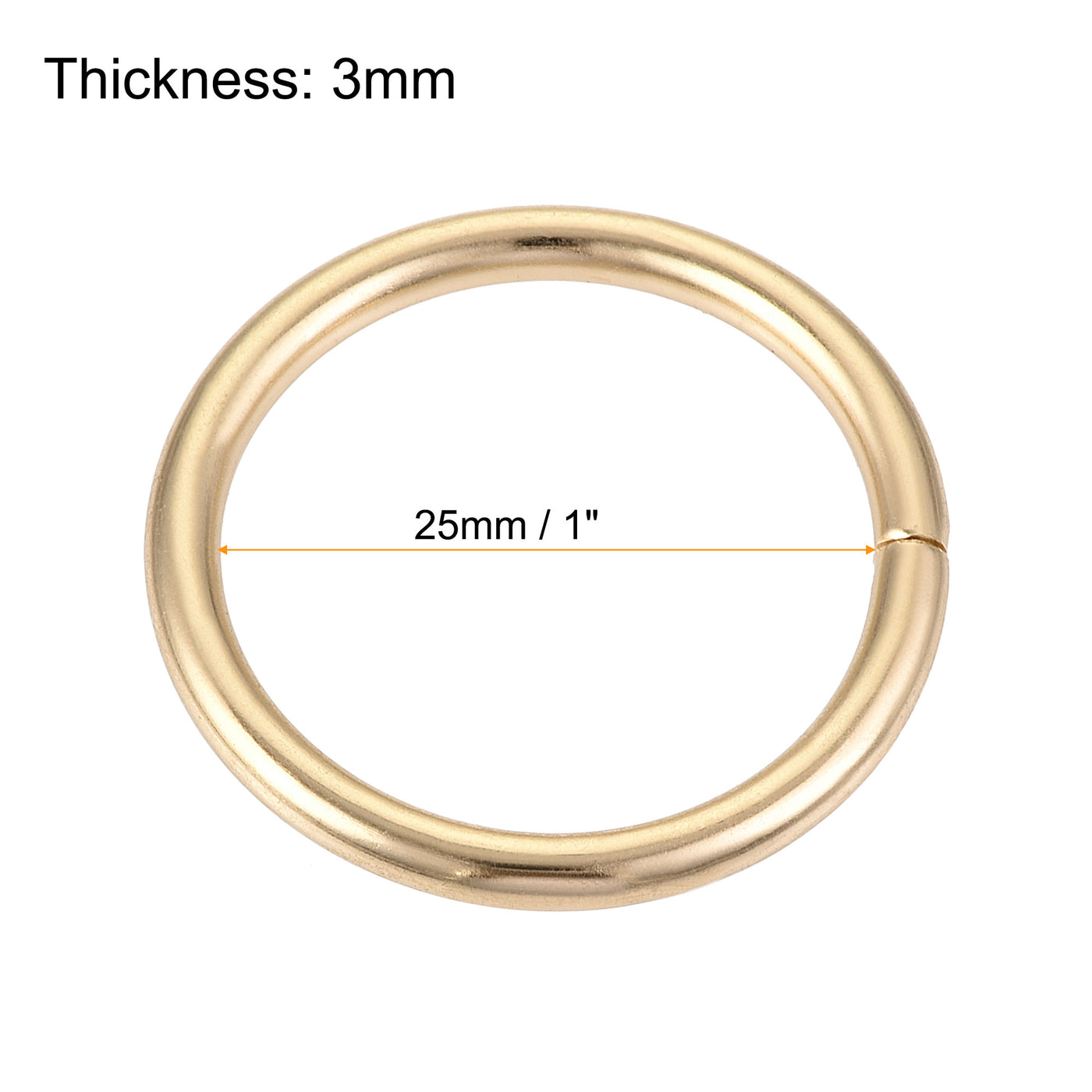 uxcell Uxcell 25mm Metal O Rings Non-Welded for Straps Bags Belts DIY Gold Tone 20pcs