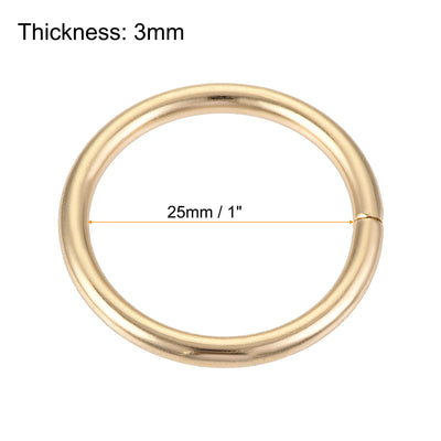 Harfington Uxcell 25mm Metal O Rings Non-Welded for Straps Bags Belts DIY Gold Tone 50pcs