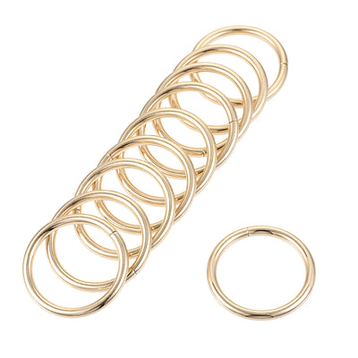 Harfington Uxcell 25mm Metal O Rings Non-Welded for Straps Bags Belts DIY Gold Tone 50pcs