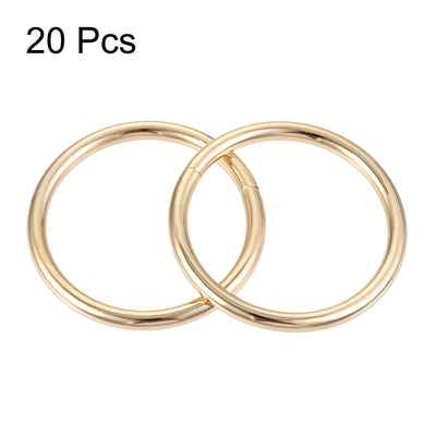 Harfington Uxcell 30mm Metal O Rings Non-Welded for Straps Bags Belts DIY Gold Tone 20pcs