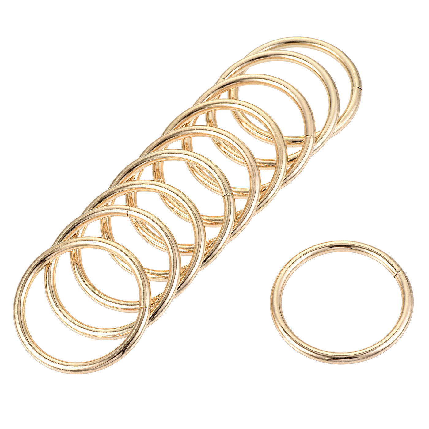 uxcell Uxcell 30mm Metal O Rings Non-Welded for Straps Bags Belts DIY Gold Tone 20pcs