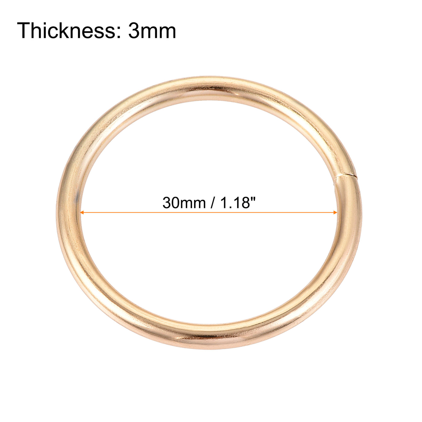 uxcell Uxcell 30mm Metal O Rings Non-Welded for Straps Bags Belts DIY Gold Tone 30pcs