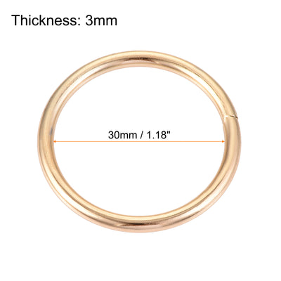 Harfington Uxcell 30mm Metal O Rings Non-Welded for Straps Bags Belts DIY Gold Tone 30pcs