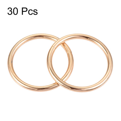 Harfington Uxcell 30mm Metal O Rings Non-Welded for Straps Bags Belts DIY Gold Tone 30pcs