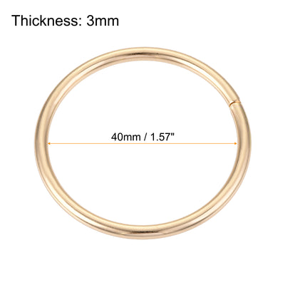 Harfington Uxcell 40mm Metal O Rings Non-Welded for Straps Bags Belts DIY Gold Tone 20pcs