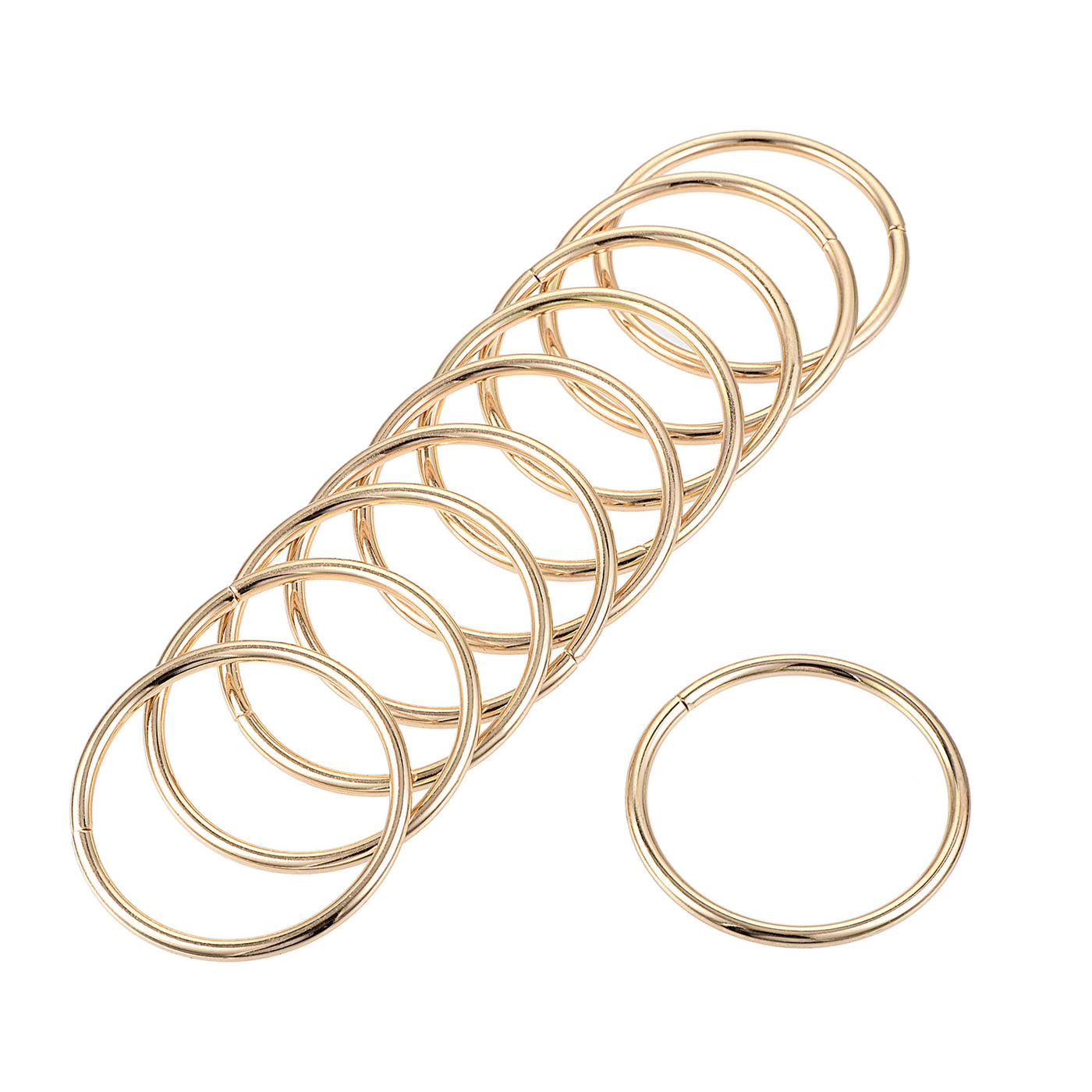 uxcell Uxcell 40mm Metal O Rings Non-Welded for Straps Bags Belts DIY Gold Tone 20pcs