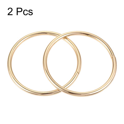 Harfington Uxcell 50mm Metal O Rings Non-Welded for Straps Bags Belts DIY Gold Tone 2pcs