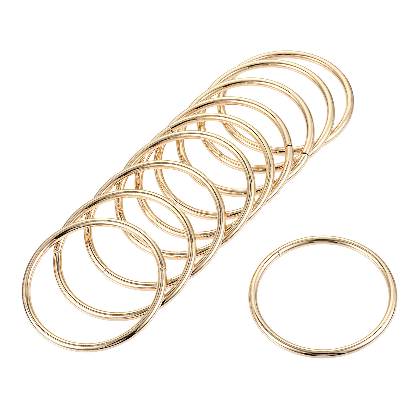 uxcell Uxcell 50mm Metal O Rings Non-Welded for Straps Bags Belts DIY Gold Tone 10pcs