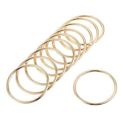 Harfington Uxcell 50mm Metal O Rings Non-Welded for Straps Bags Belts DIY Gold Tone 10pcs