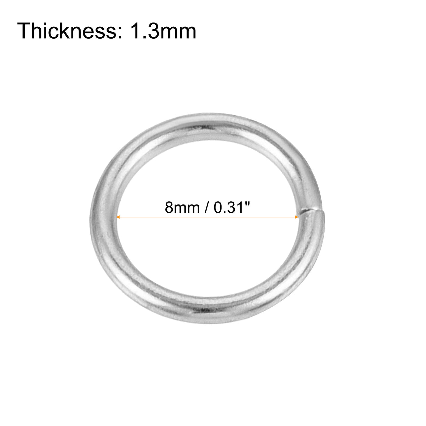 uxcell Uxcell 8mm Metal O Rings Non-Welded for Straps Bags Belts DIY Silver Tone 30pcs