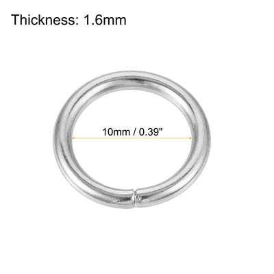 Harfington Uxcell 10mm Metal O Rings Non-Welded for Straps Bags Belts DIY Silver Tone 20pcs