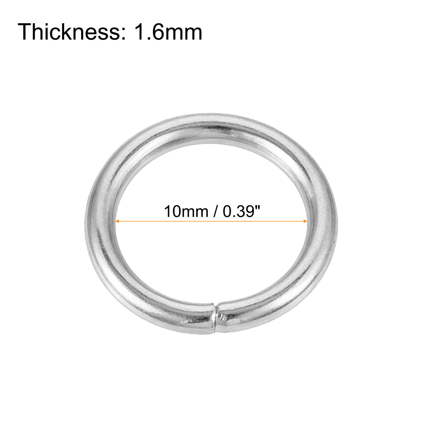 uxcell Uxcell 10mm Metal O Rings Non-Welded for Straps Bags Belts DIY Silver Tone 50pcs