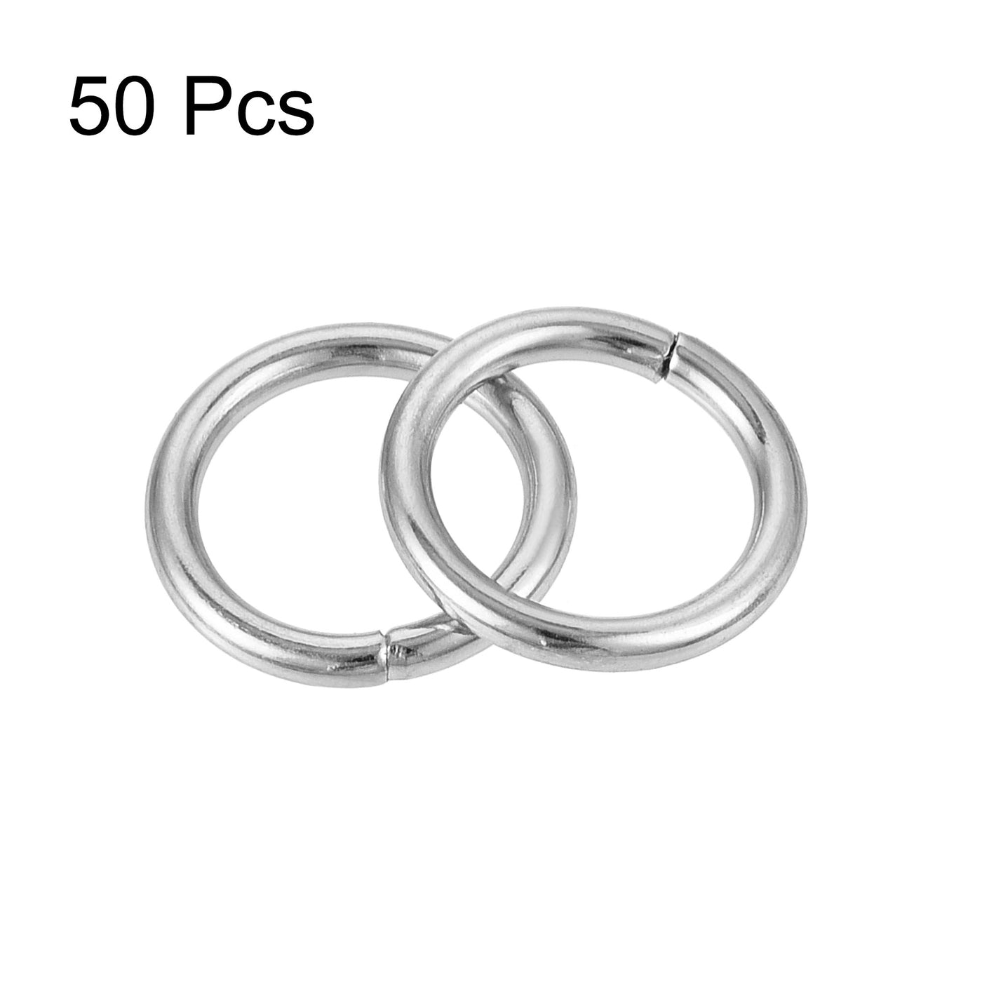 uxcell Uxcell 10mm Metal O Rings Non-Welded for Straps Bags Belts DIY Silver Tone 50pcs