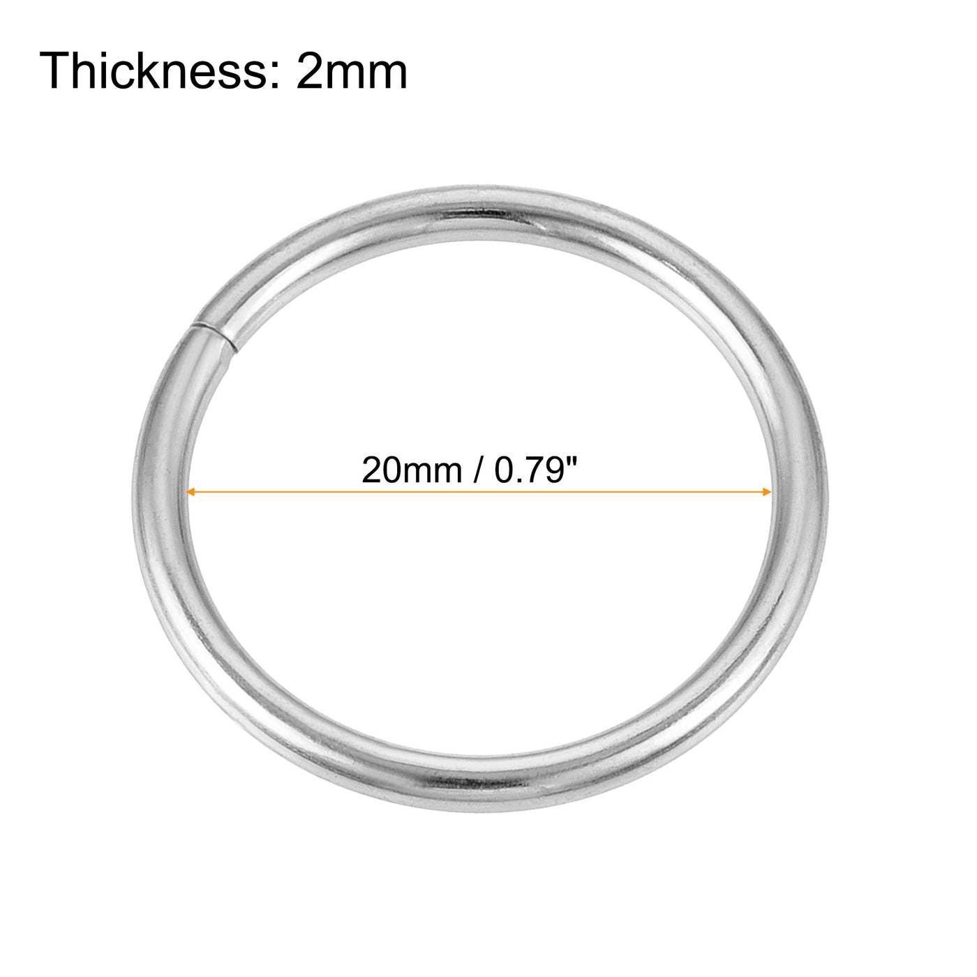 uxcell Uxcell 20mm Metal O Rings Non-Welded for Straps Bags Belts DIY Silver Tone 50pcs