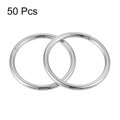 Harfington Uxcell 20mm Metal O Rings Non-Welded for Straps Bags Belts DIY Silver Tone 50pcs