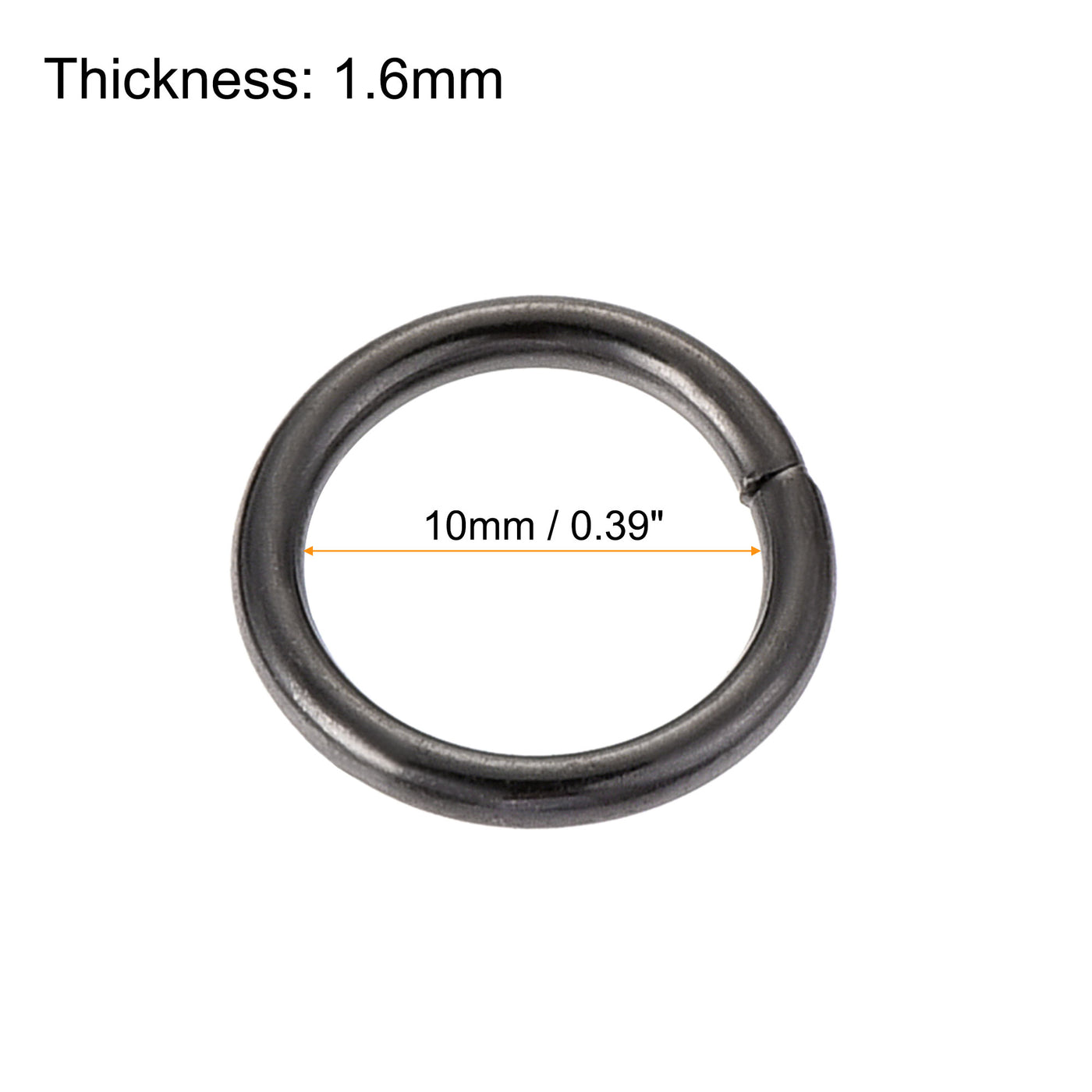 uxcell Uxcell 10mm Metal O Rings Non-Welded for Straps Bags Belts DIY Black 50pcs