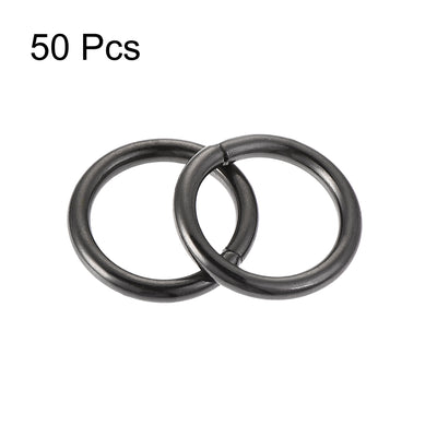 Harfington Uxcell 10mm Metal O Rings Non-Welded for Straps Bags Belts DIY Black 50pcs