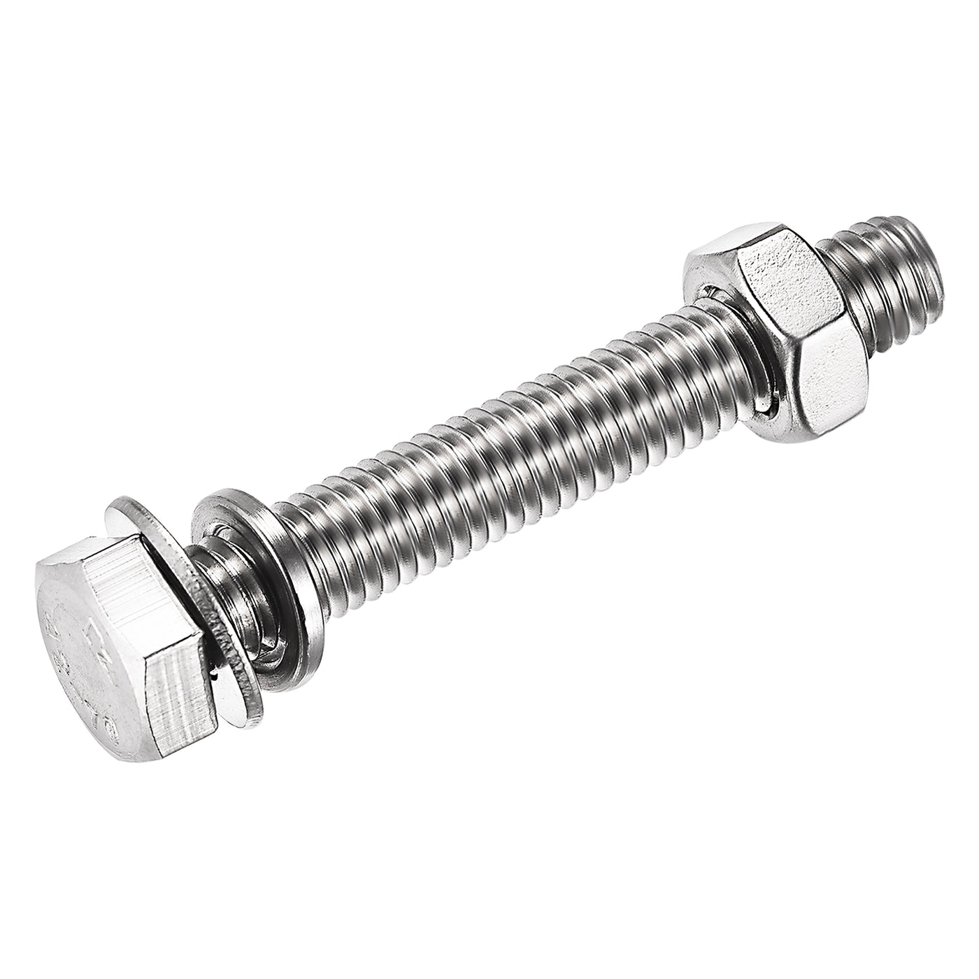 Uxcell Uxcell M8 x 90mm Hex Head Screws Bolts, Nuts, Flat & Lock Washers Kits, 304 Stainless Steel Fully Thread Hexagon Bolts 6 Sets