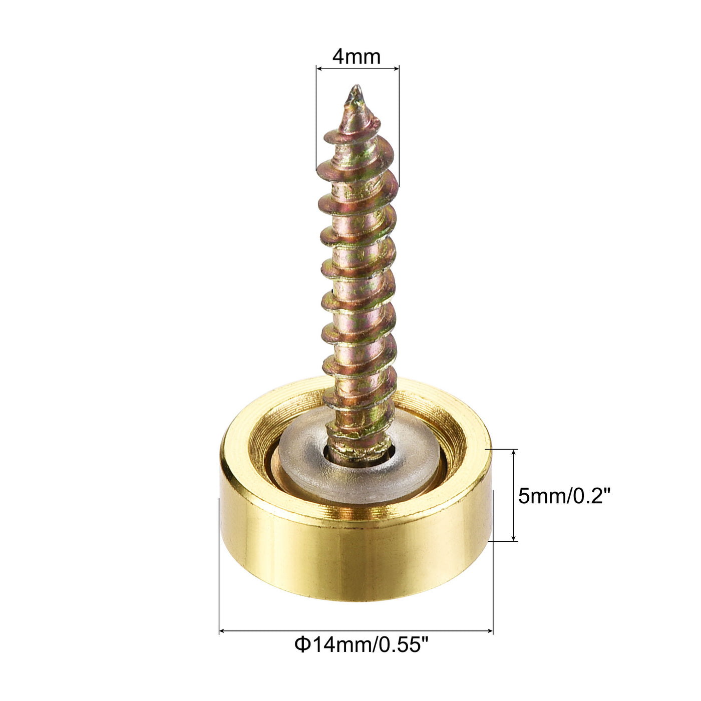 uxcell Uxcell Mirror Screws, 14mm/0.55", 20pcs Decorative Cap Fasteners Cover Nails, Electroplating, Bright Gold Metal