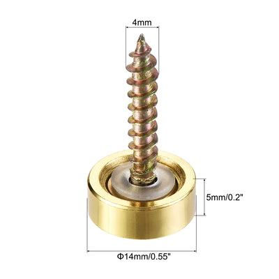 Harfington Uxcell Mirror Screws, 14mm/0.55", 20pcs Decorative Cap Fasteners Cover Nails, Electroplating, Bright Gold Metal