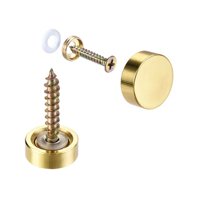 Harfington Uxcell Mirror Screws, 14mm/0.55", 20pcs Decorative Cap Fasteners Cover Nails, Electroplating, Bright Gold Metal