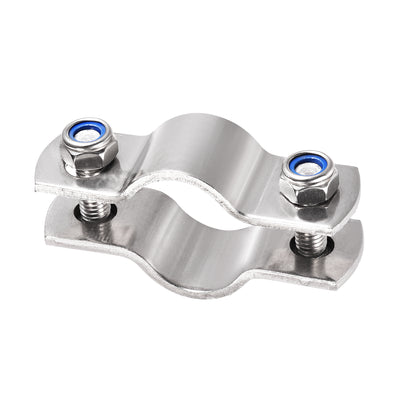Harfington Uxcell Wall Mount Ceiling Mount Pipe Support, 304 Stainless Steel Pipe Bracket Clamp for 58mm Pipe 2pcs