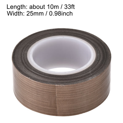 Harfington Uxcell Heat Resistant Tape High Temperature Tape PTFE Film Adhesive Tape 25mm Width 10m 33ft Long Brown
