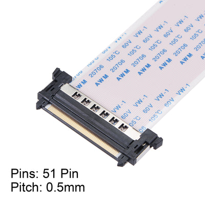 Harfington Uxcell FFC FPC Cable 0.5mm Pitch 51 Pin 300mm Flat Ribbon Cable for LCD Screen