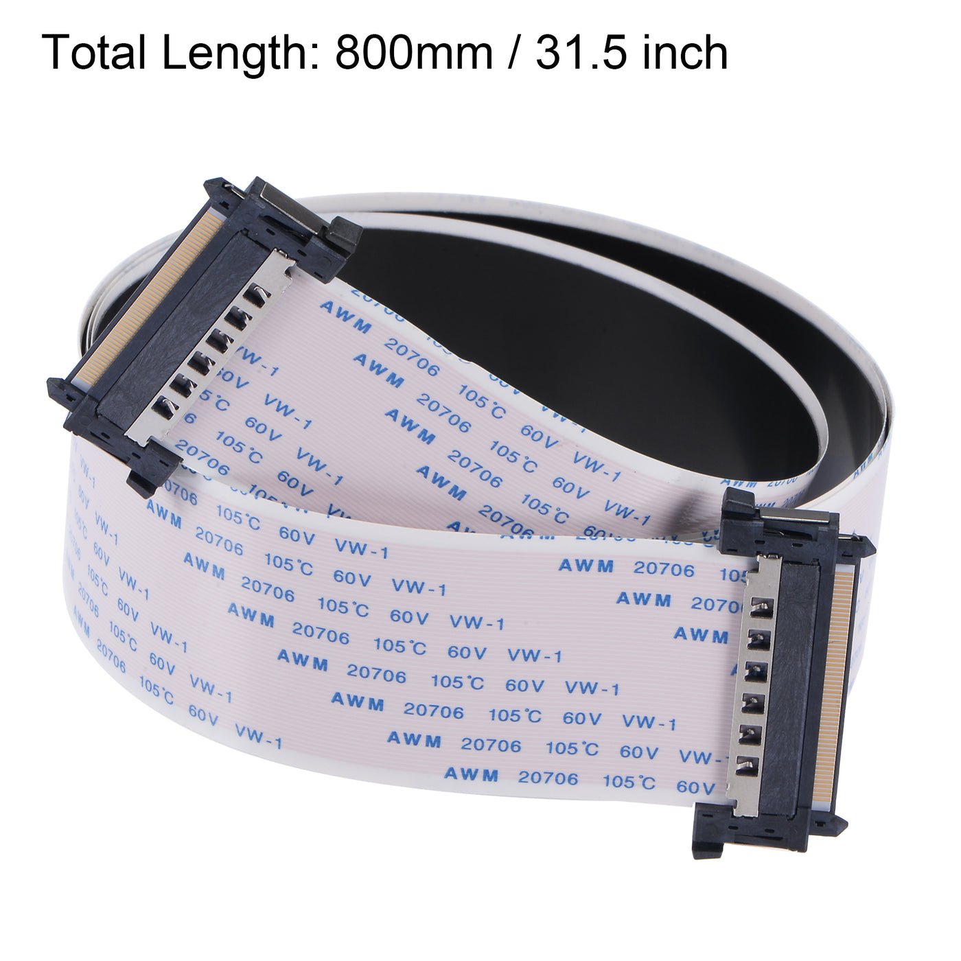 uxcell Uxcell FFC FPC Cable 0.5mm Pitch 51 Pin 800mm Flat Ribbon Cable for LCD Screen