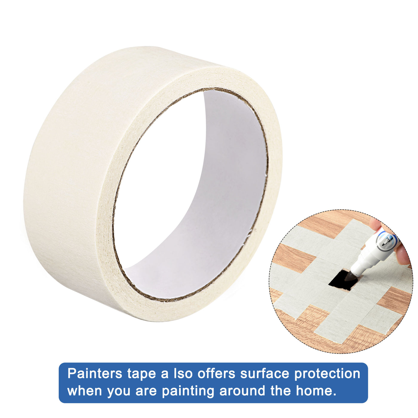Harfington Painters Tape Adhesive Painting Tape 1.18 Inches x 21.87 Yards White 3 Pcs