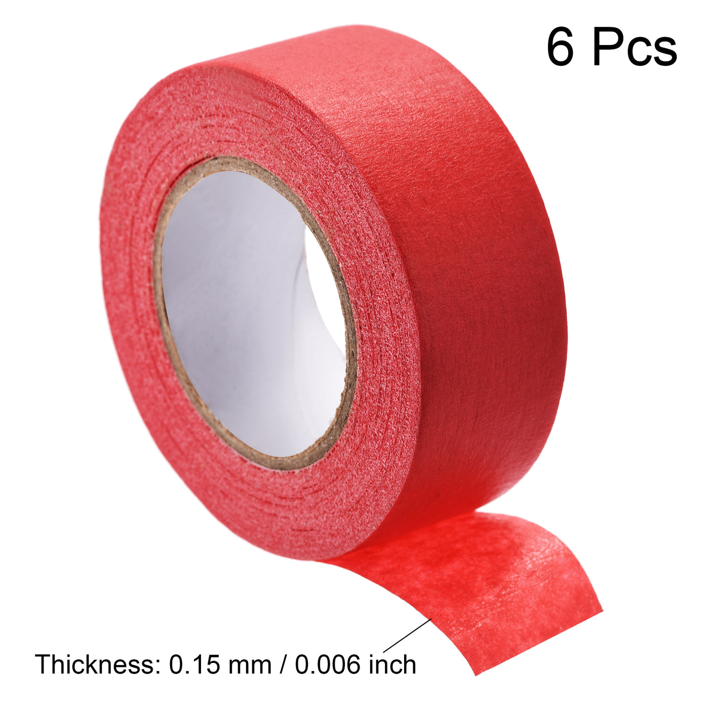 uxcell Uxcell 6Pcs 25mm 1 inch Wide 20m 21 Yards Masking Tape Painters Tape Rolls Red