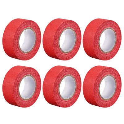 Harfington Uxcell 6Pcs 25mm 1 inch Wide 20m 21 Yards Masking Tape Painters Tape Rolls Red