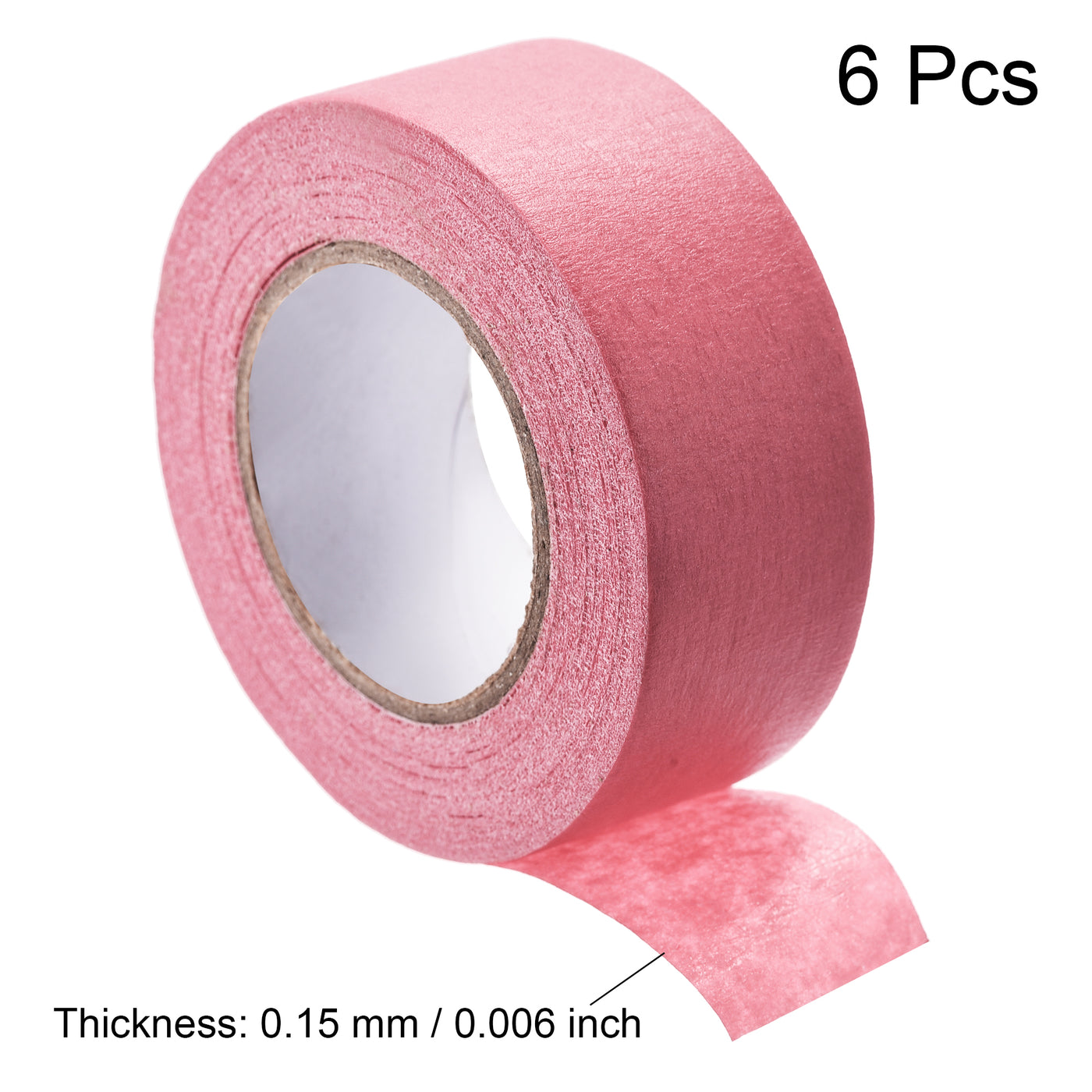 uxcell Uxcell 6Pcs 25mm 1 inch Wide 20m 21 Yards Masking Tape Painters Tape Rolls Pink