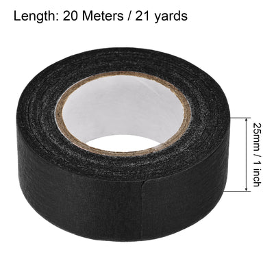 Harfington Uxcell 6Pcs 25mm 1 inch Wide 20m 21 Yards Masking Tape Painters Tape Rolls Black