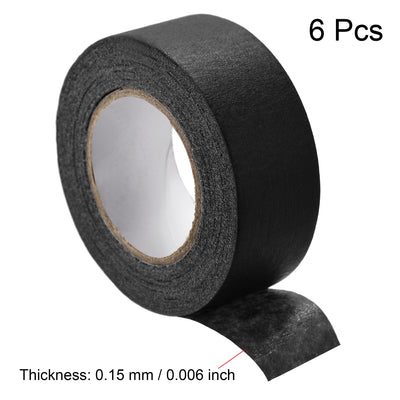 Harfington Uxcell 6Pcs 25mm 1 inch Wide 20m 21 Yards Masking Tape Painters Tape Rolls Black