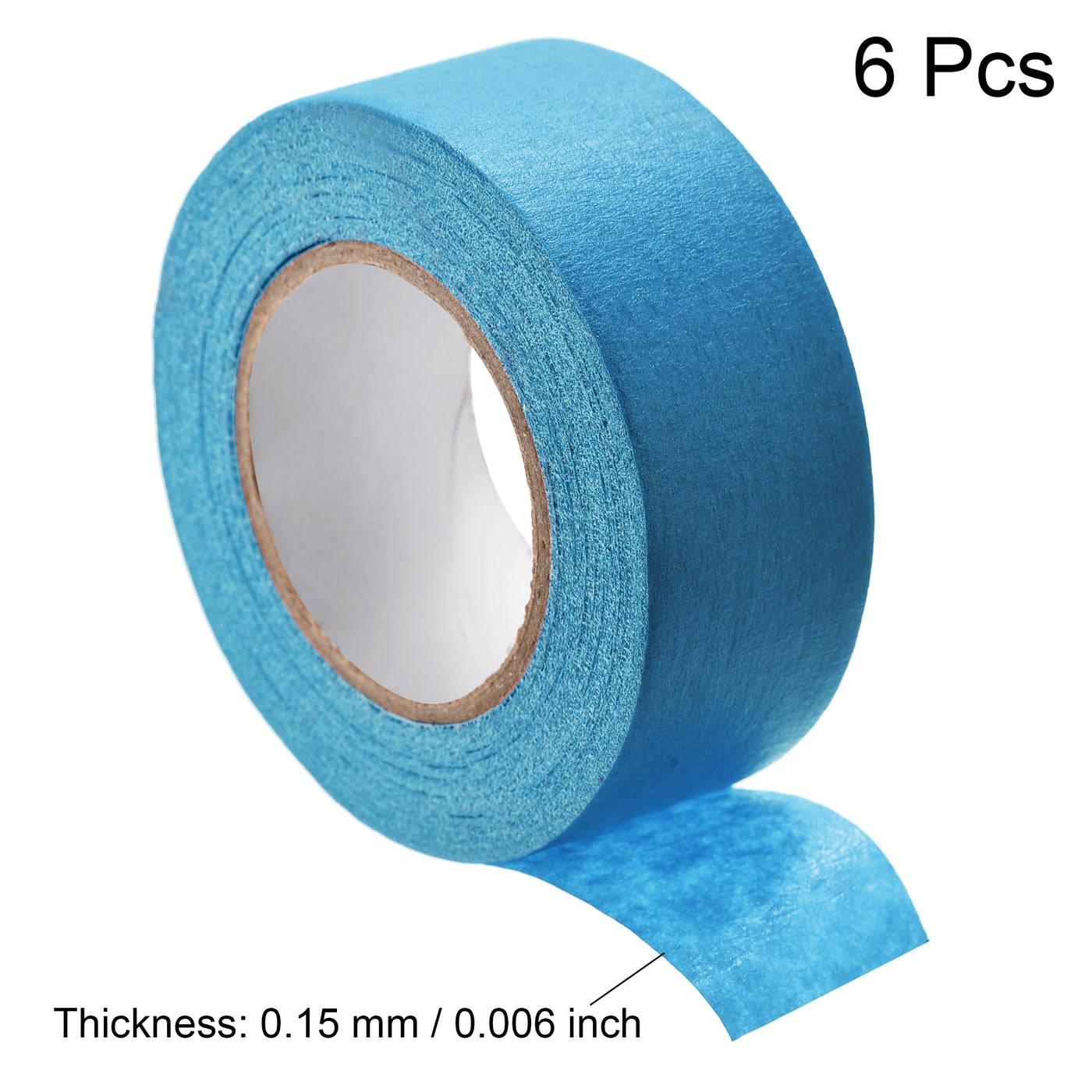 uxcell Uxcell 6Pcs 25mm 1 inch Wide 20m 21 Yards Masking Tape Painters Tape Rolls Light blue