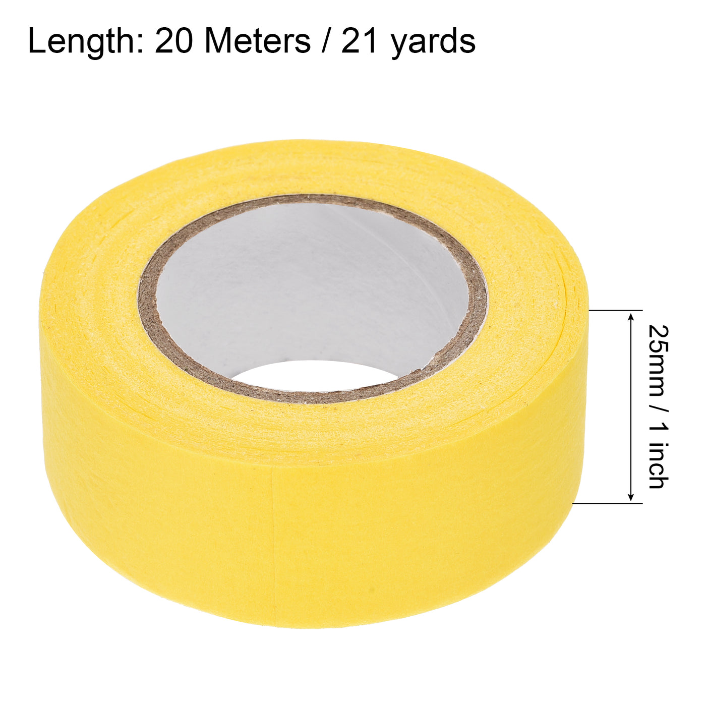 uxcell Uxcell 3Pcs 25mm 1 inch Wide 20m 21 Yards Masking Tape Painters Tape Rolls Yellow